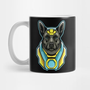 cyborg dog illustration Mug